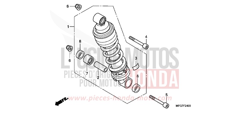 REAR CUSHION for CB600F Hornet ABS PEARL SIENA RED (R320) from 2007